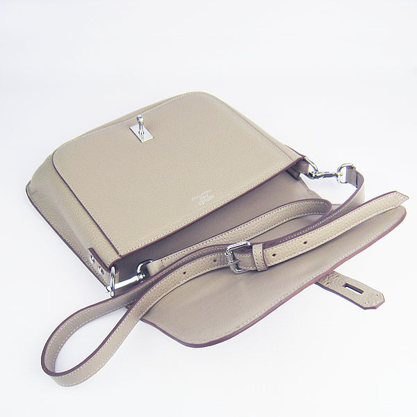 Replica Hermes Togo Leather Messenger Bag Grey 8079 - Click Image to Close